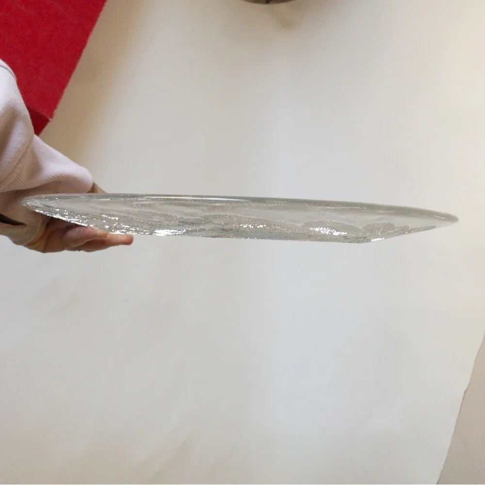 Pilgrim Glass Clear Glass Decorative Plate with Bow Design Christmas Serving